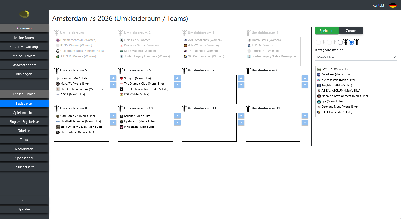 Umkleidekabinenverwaltung für Organisatoren