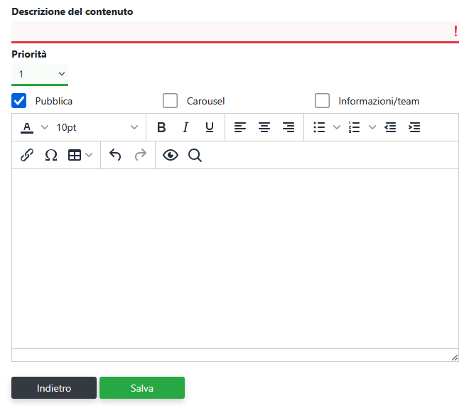 Inviare messaggi tramite la pagina visitatori